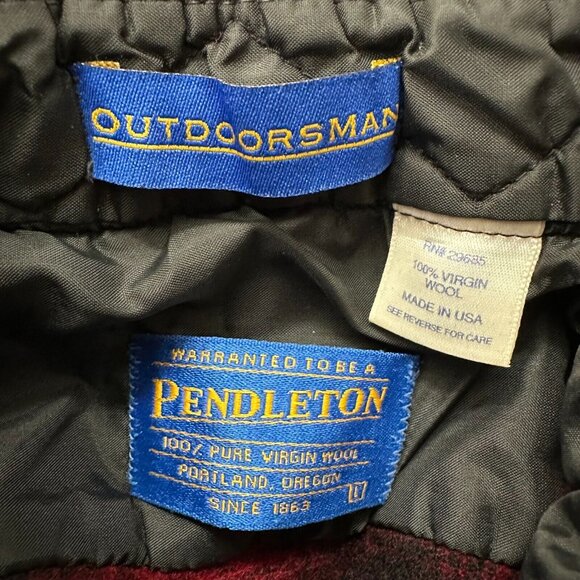 Pendleton Flannel Shirt Men's Large Red Black Plaid Wool Long Sleeve Button-Up - Picture 7 of 13